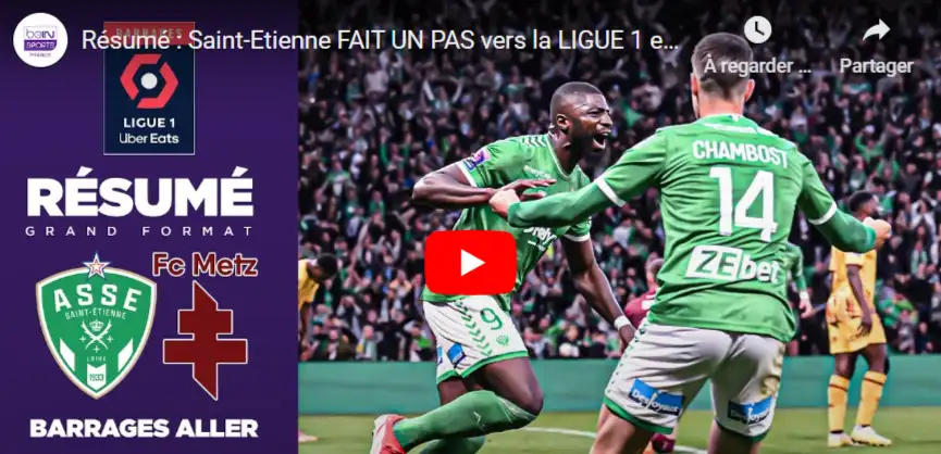 ASSE : première manche gagnante gontre Metz dans la course à la Ligue 1